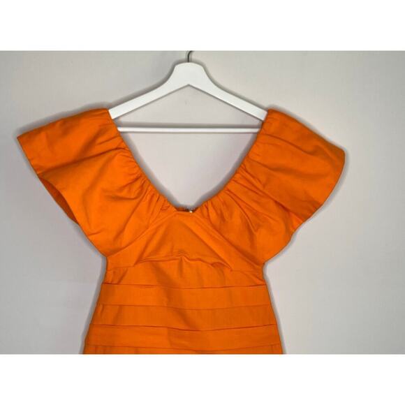 Seven Wonders The Label Gigi Ruffle Sleeve Bodycon Mini Dress Orange Women's S - Picture 4 of 10